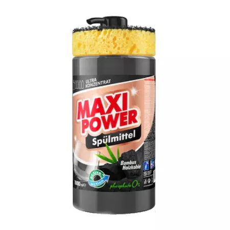 MaxiPower detergent de vase cu burete 1000ml Black Coal [1]