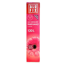 Saci menajeri parfumati, cu banda, 120L, 6 bucati/rola, floral, ALUFIX [1]