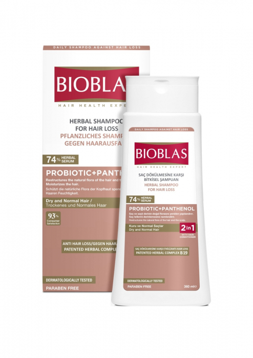 Șampon anticădere Bioblas probiotic+pantenol pentru păr uscat și deteriorat, 360 m [1]