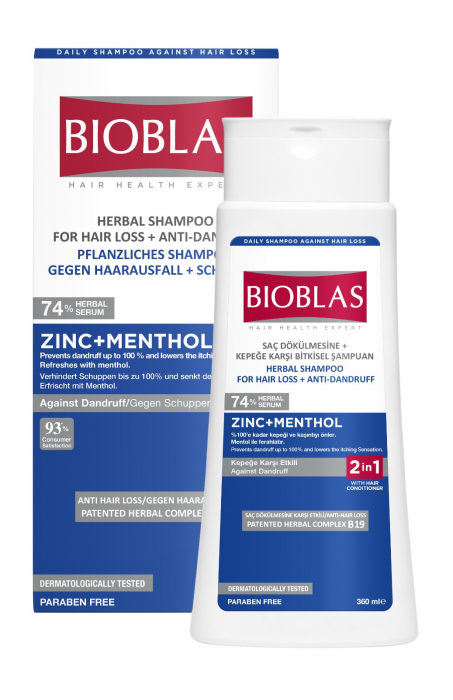 Șampon anticădere Bioblas zinc și menthol antimătreață, 360 ml [1]