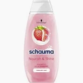 Sampon cu extract de capsuni si lapte de migdale Schauma Nourish & Shine pentru par deteriorat, 400 ml [1]