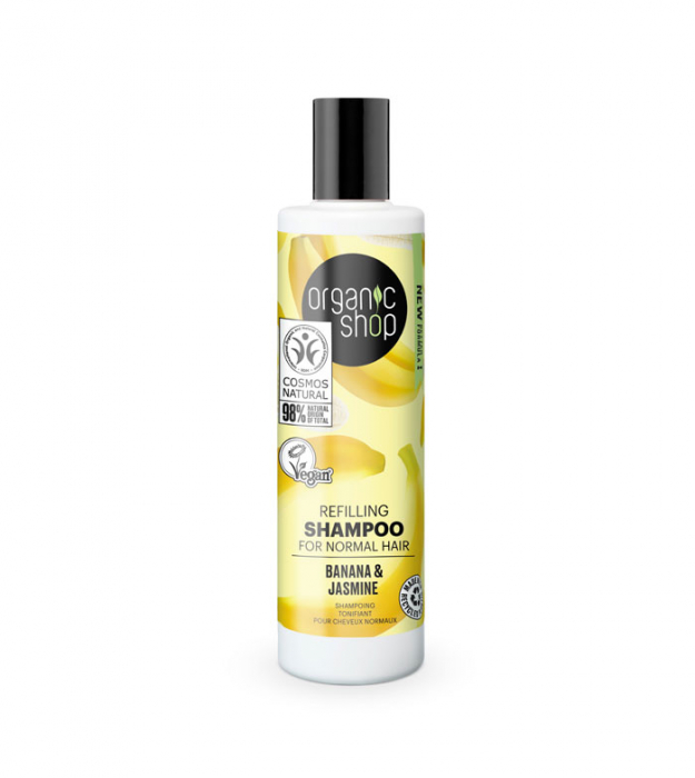 Sampon pentru par normal cu banana si iasomie, 280ml, Organic Shop [1]