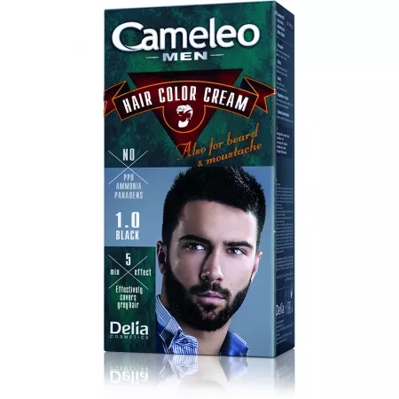 Vopsea de par pentru barbati Cameleo, 1.0 Black, Delia Cosmetics [1]