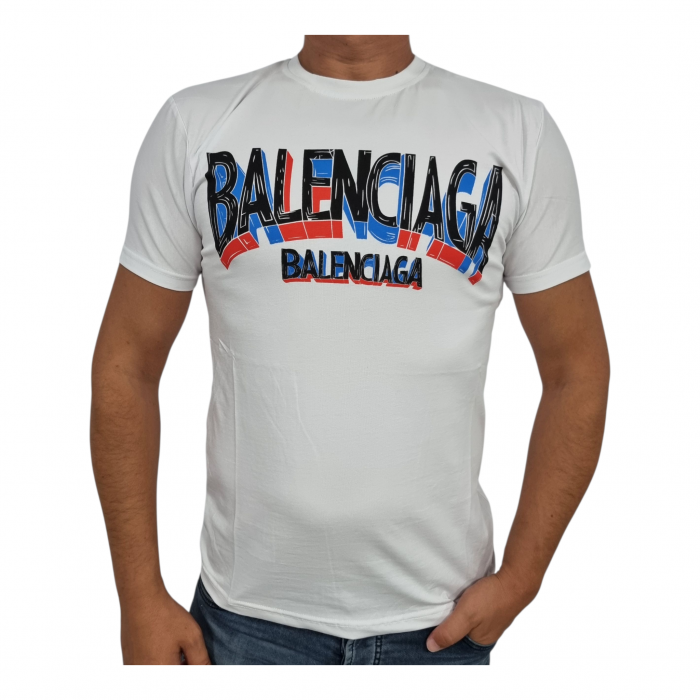 Tricou unisex Balenciaga Alb din bumbac cu logo cusut / brodat [1]