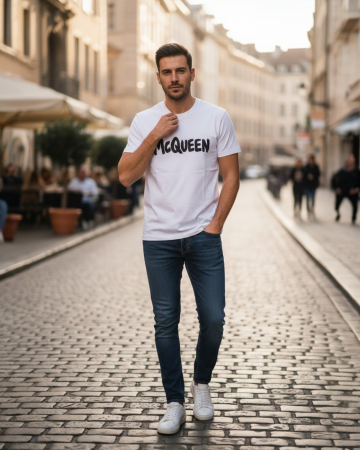 Tricouri - Tricou 1 la 1 Alexander McQueen Alb