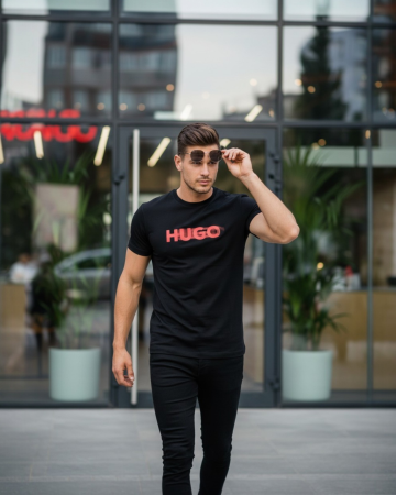 Produse - Tricou 1 la 1 Hugo Negru - Rosu