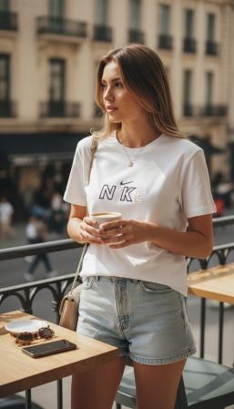 Tricouri Dama - Tricou Nike Alb + Parfum 35ml Cadou