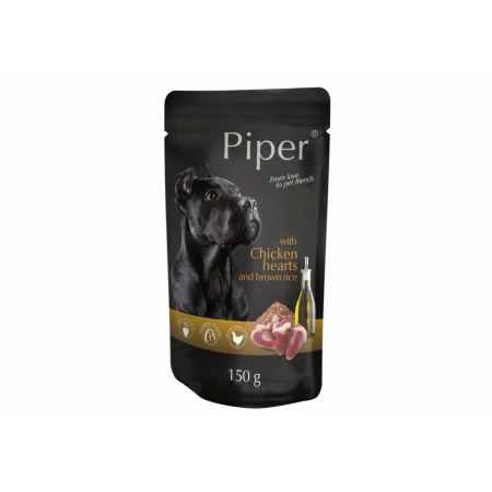 Hrană Umedă Câini - Piper Dog Adult Inimi de Pui si Orez Brun 150g
