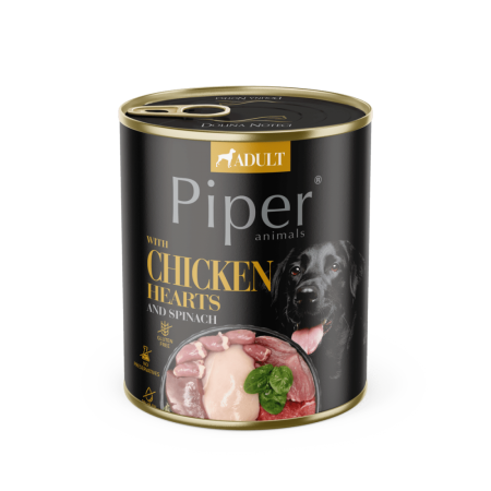 Câini - Piper Dog Adult Inimi de Pui si Spanac 800g