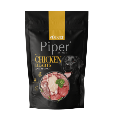 Hrană Umedă Câini - Piper Dog inimi de pui si spanac 500g