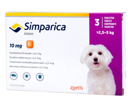 Antiparazitare Externe Caini - Simparica 2.5-5 kg 10 mg comprimat antiparazitar câini mici