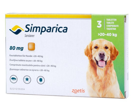 Antiparazitare Externe Caini - Simparica 80 mg (20–40 kg) – 3 comprimate masticabile antiparazitare pentru câini | Zoetis