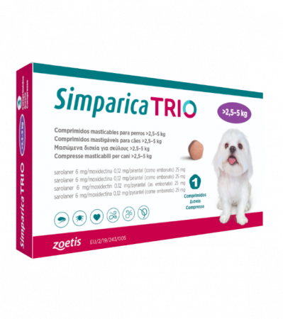 Câini - Simparica Trio 6mg 2.6-5kg 1 comprimat