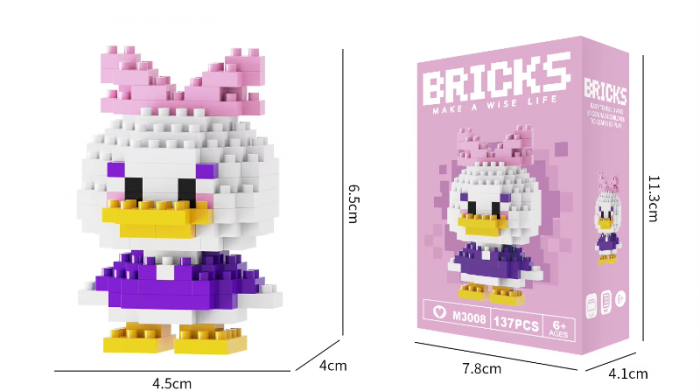 Set de constructie lego, mini personaj, desene animate, Daisy Duck, 137 piese, Pentru copii si adulti [2]