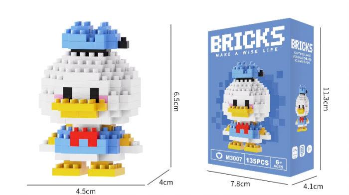Set de constructie lego, mini personaj, desene animate, Donald Duck, 135 piese, Pentru copii si adulti [2]
