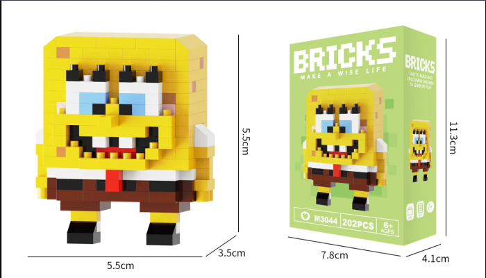 Set de constructie lego, mini personaj, desene animate, Spongebob, 202 piese, Pentru copii si adulti [2]