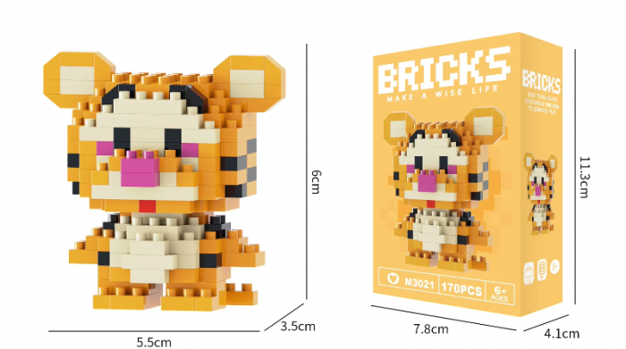 Set de constructie lego, mini personaj, desene animate, Tigrul, 170 piese, Pentru copii si adulti [2]