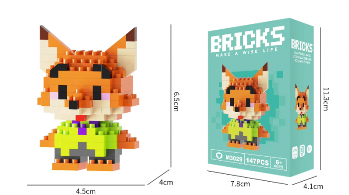 Set de constructie lego, mini personaj, desene animate, Vulpe, 147 piese, Pentru copii si adulti [2]