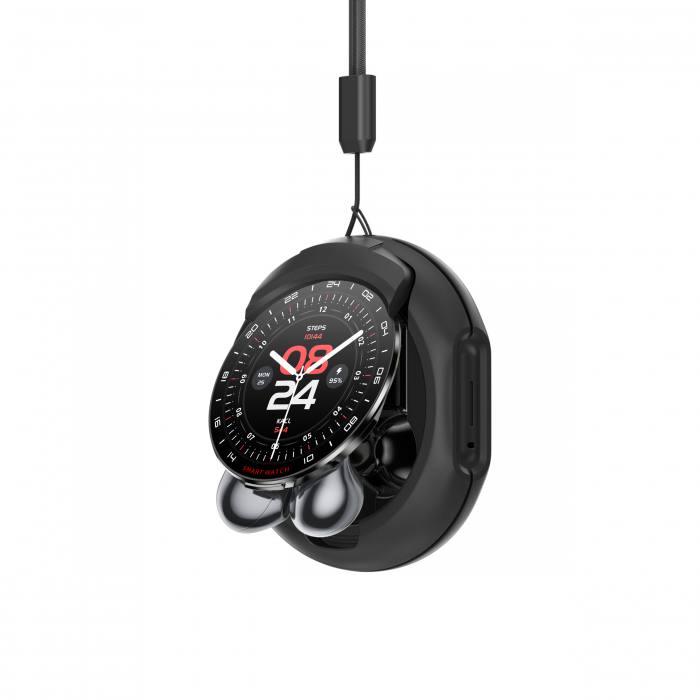 Smartwatch D9, 2in1, Casti bluetooth incorporate, Compatibil iOS/android, 2 bratari, Notificari aplicatii, Apeluri, Functii sport, Agenda, Vremea [10]