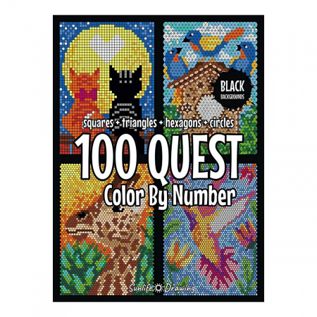 100 QUEST - Carte de colorat pe numere, cu forme, de relaxare, pentru copii si adulti [0]