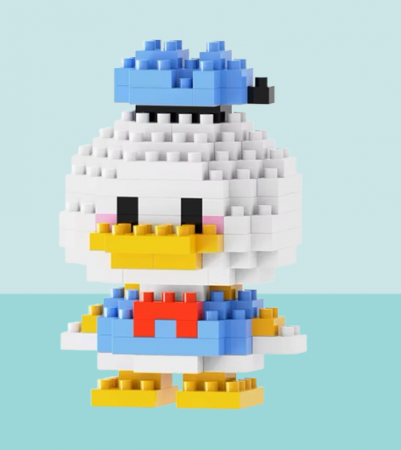 Produse - Set de constructie lego, mini personaj, desene animate, Donald Duck, 135 piese, Pentru copii si adulti