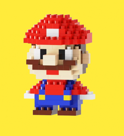 Produse - Set de constructie lego, mini personaj, desene animate, Mario, 162 piese, Pentru copii si adulti
