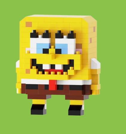 Produse - Set de constructie lego, mini personaj, desene animate, Spongebob, 202 piese, Pentru copii si adulti