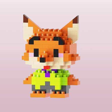 Produse - Set de constructie lego, mini personaj, desene animate, Vulpe, 147 piese, Pentru copii si adulti