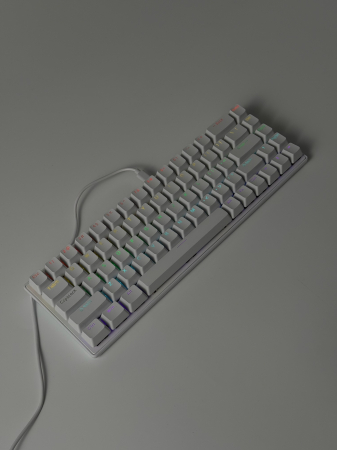 Tastatura mecanica gaming, RGB, 68 taste, Cablu Type-C la USB, 12 moduri de iluminare, Ergonomica, Dimensiune redusa, Blue switch, Alba, Plug'n'Play [10]