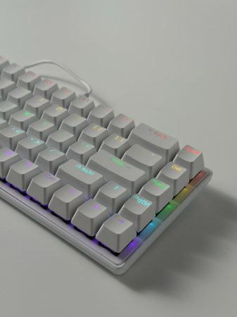 Tastatura mecanica gaming, RGB, 68 taste, Cablu Type-C la USB, 12 moduri de iluminare, Ergonomica, Dimensiune redusa, Blue switch, Alba, Plug'n'Play [1]