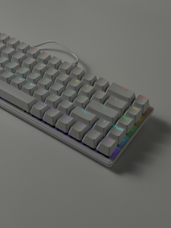 Tastatura mecanica gaming, RGB, 68 taste, Cablu Type-C la USB, 12 moduri de iluminare, Ergonomica, Dimensiune redusa, Blue switch, Alba, Plug'n'Play [11]