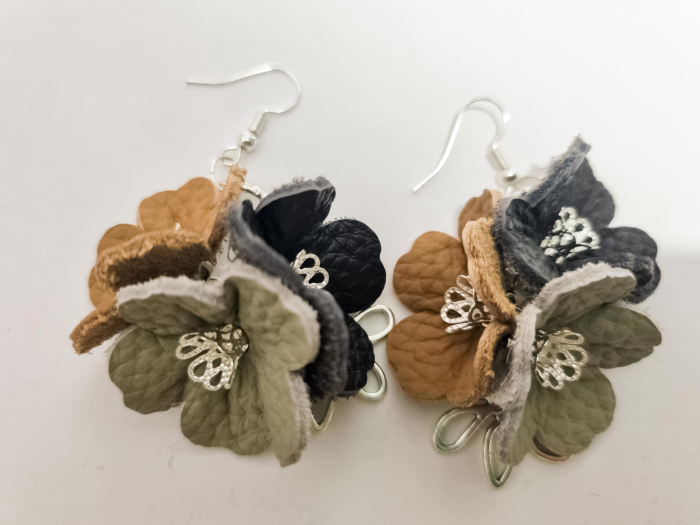 Set cercei cu pandant din piele naturala FLORI [2]