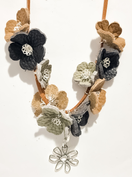 Set cercei cu pandant din piele naturala FLORI [4]