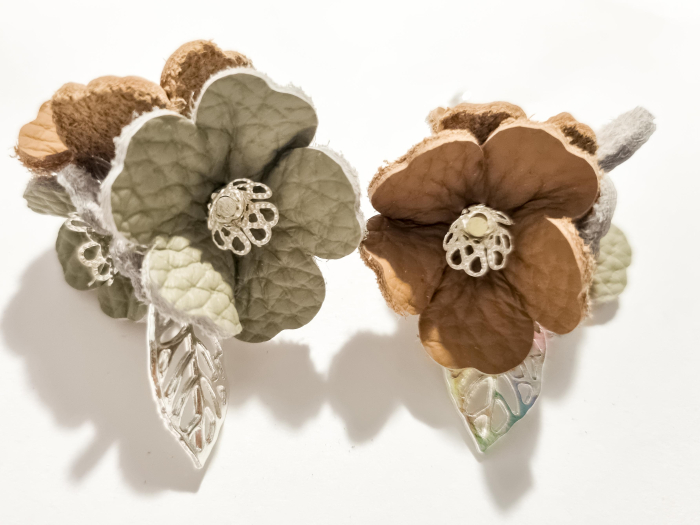 Set cercei cu pandant din piele naturala FLORI [3]