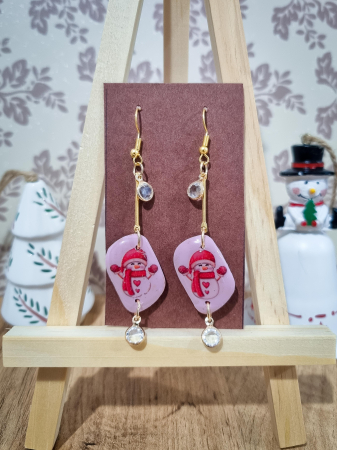 Sarbatori de iarna - Cercei cu om de zapada