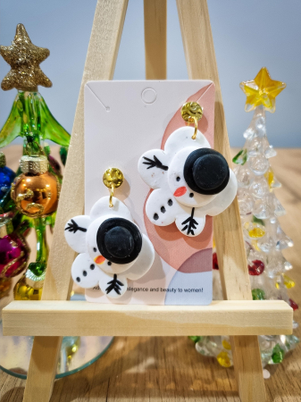 Sarbatori de iarna - Cercei om de zapada