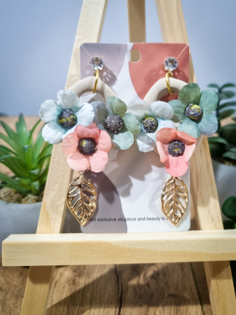 Cercei Unicat Flori Curcubeu - Cercei Unicat Flori Curcubeu