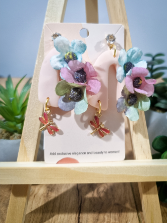 Cercei Unicat Flori Curcubeu - Cercei Unicat Flori Curcubeu