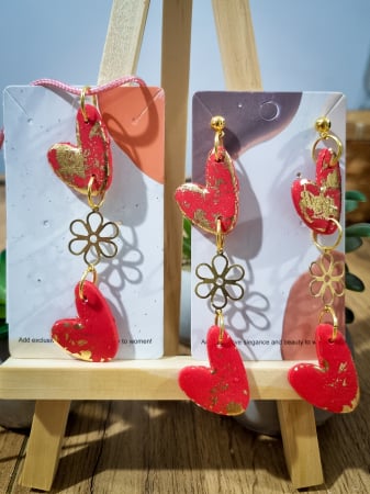 Cercei Unicat Red Heart - Cercei Unicat Set Red Heart