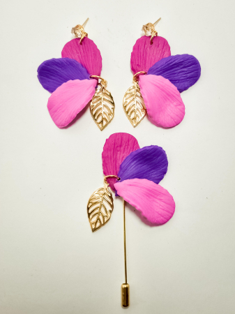 Cercei Unicat Petale - Set cercei cu brosa PETALE