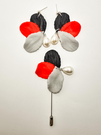 Cercei Unicat Petale - Set cercei cu brosa PETALE