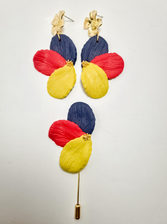 Cercei Unicat Petale - Set cercei cu brosa PETALE