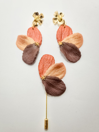 Cercei Unicat Petale - Set cercei cu brosa PETALE