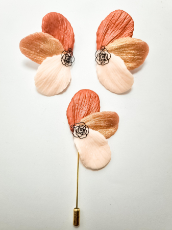 Cercei Unicat Petale - Set cercei cu brosa PETALE