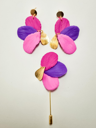 Cercei Unicat Petale - Set cercei cu brosa PETALE