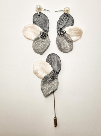 Cercei Unicat Petale - Set cercei cu brosa PETALE