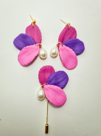 Cercei Unicat Petale - Set cercei cu brosa PETALE