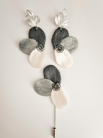 Cercei Unicat Petale - Set cercei cu brosa PETALE