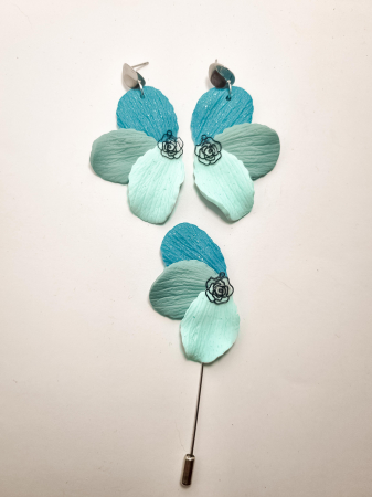 Cercei Unicat Petale - Set cercei cu brosa PETALE