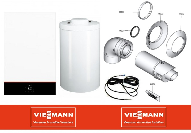 Комплект настенный газовый котёл Viessmann Vitodens 100-W с бойлером Vitocell, моновалентный, 120 л, 25 кВт + комплект дымоудаления, A+ [2]